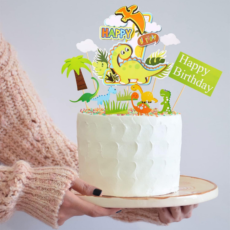 Happy Birthday dino set – Dekoracija za tortu