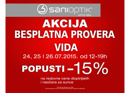 Besplatna provera vida u Sani Optik-u!